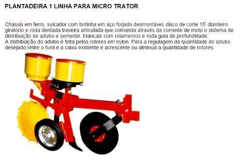 PLANTADEIRA 1 LINHA PARA MICRO TRATOR